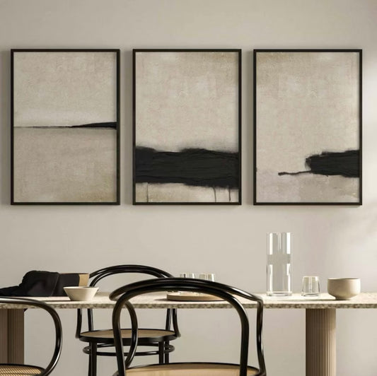 Beige and black abstract trio