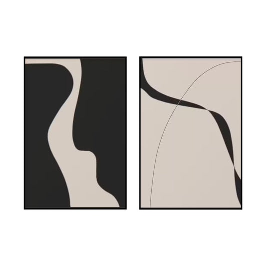 Beige and black minimal abstract