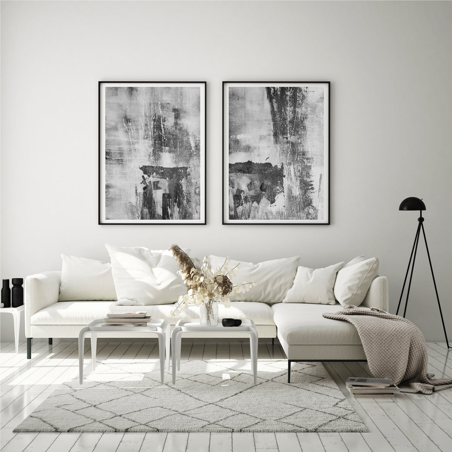 Grey abstract canvas set - THE WALL STYLIST